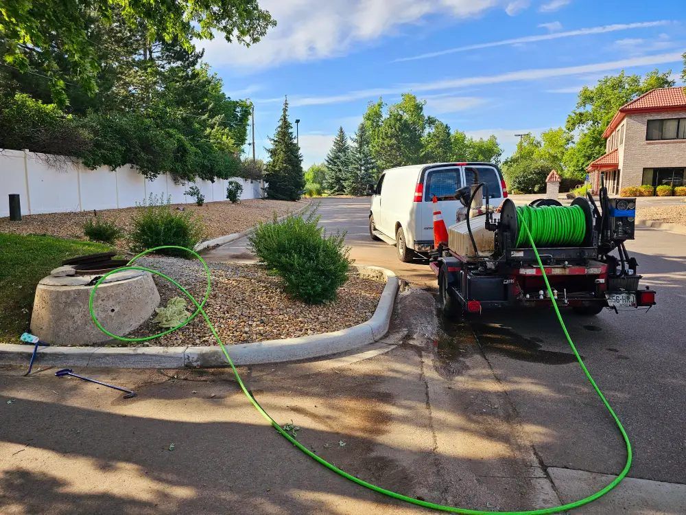 Colorado Sewer Service jetter running a line from the street